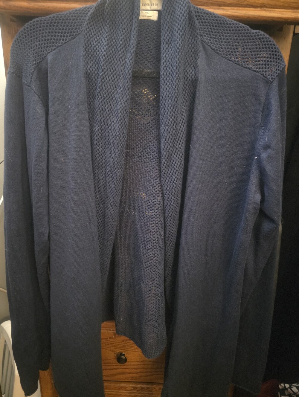 Womans Navy Open-Front Knit Cardigan